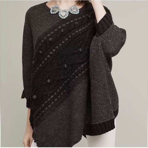 Anthropologie Sweaters - Anthropologie Sleeping On Snow Cabled Catillon Alpaca Wool Pull Over Poncho NWT
